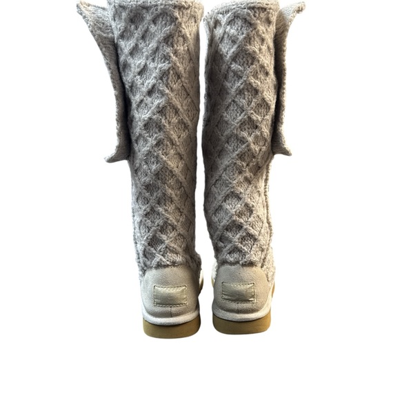 UGG Women's Lattice Cardy Knit Sweater Boots Beige Size 7 - Picture 11 of 14